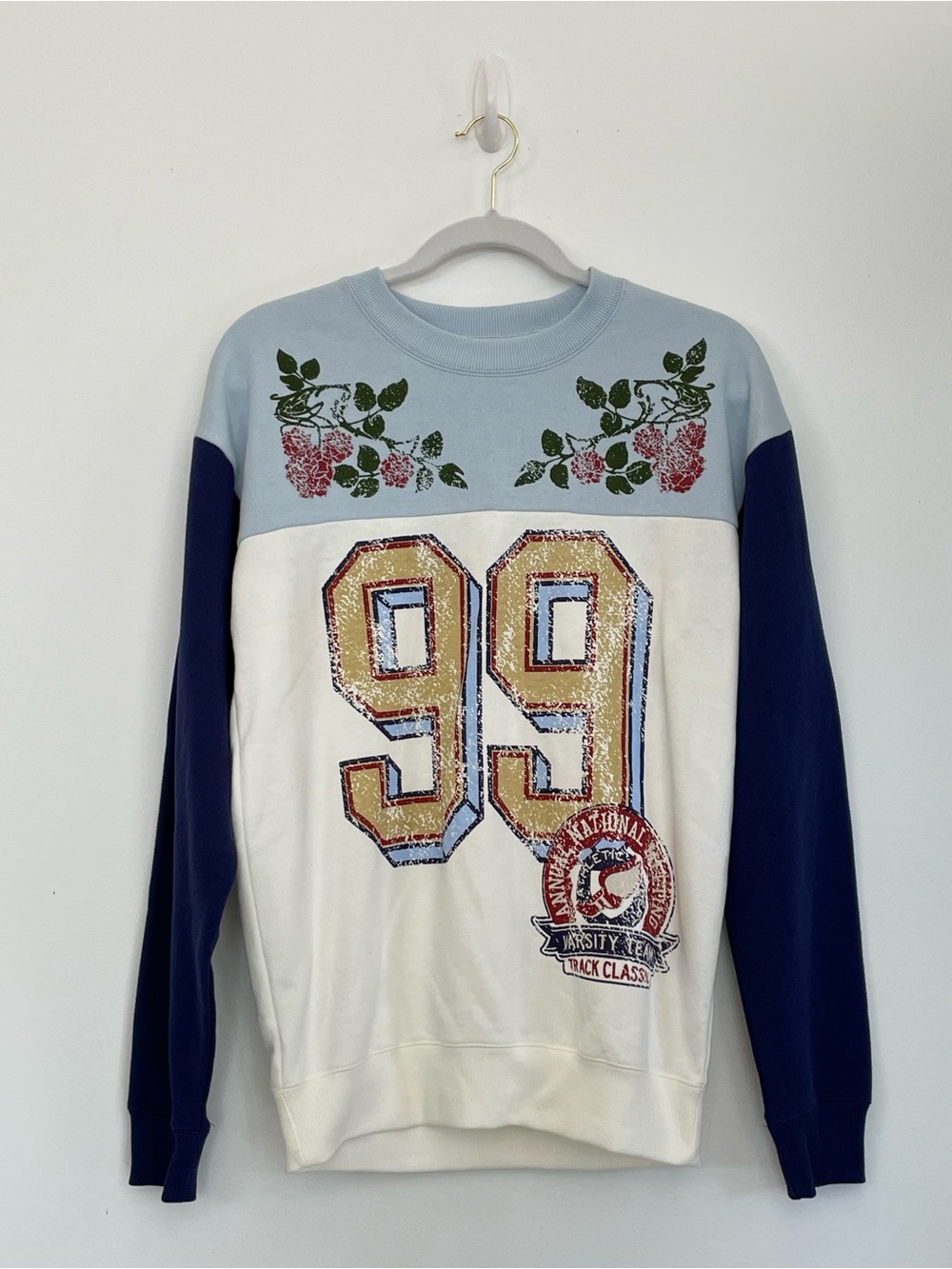 Golden Hour 99 Graphic Crewneck Sweatshirt - Blue, Navy & White